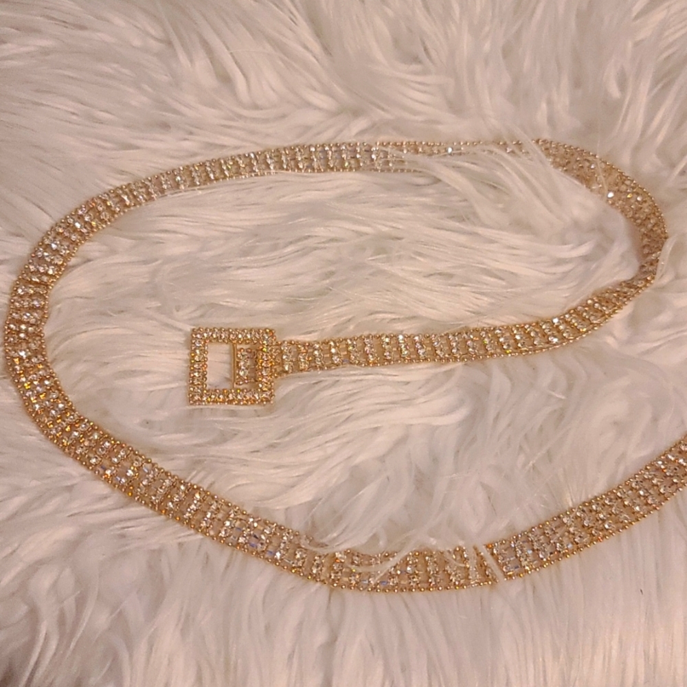 BN Rhinestone Gold Sparkling Belt